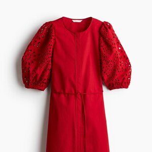 H&M Red Dress with Eyelet Sleeves